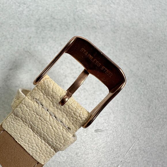 Anne Klein Watch Womens 36mm Gold Tone Beige Leather Band Classic New Battery - Picture 10 of 13